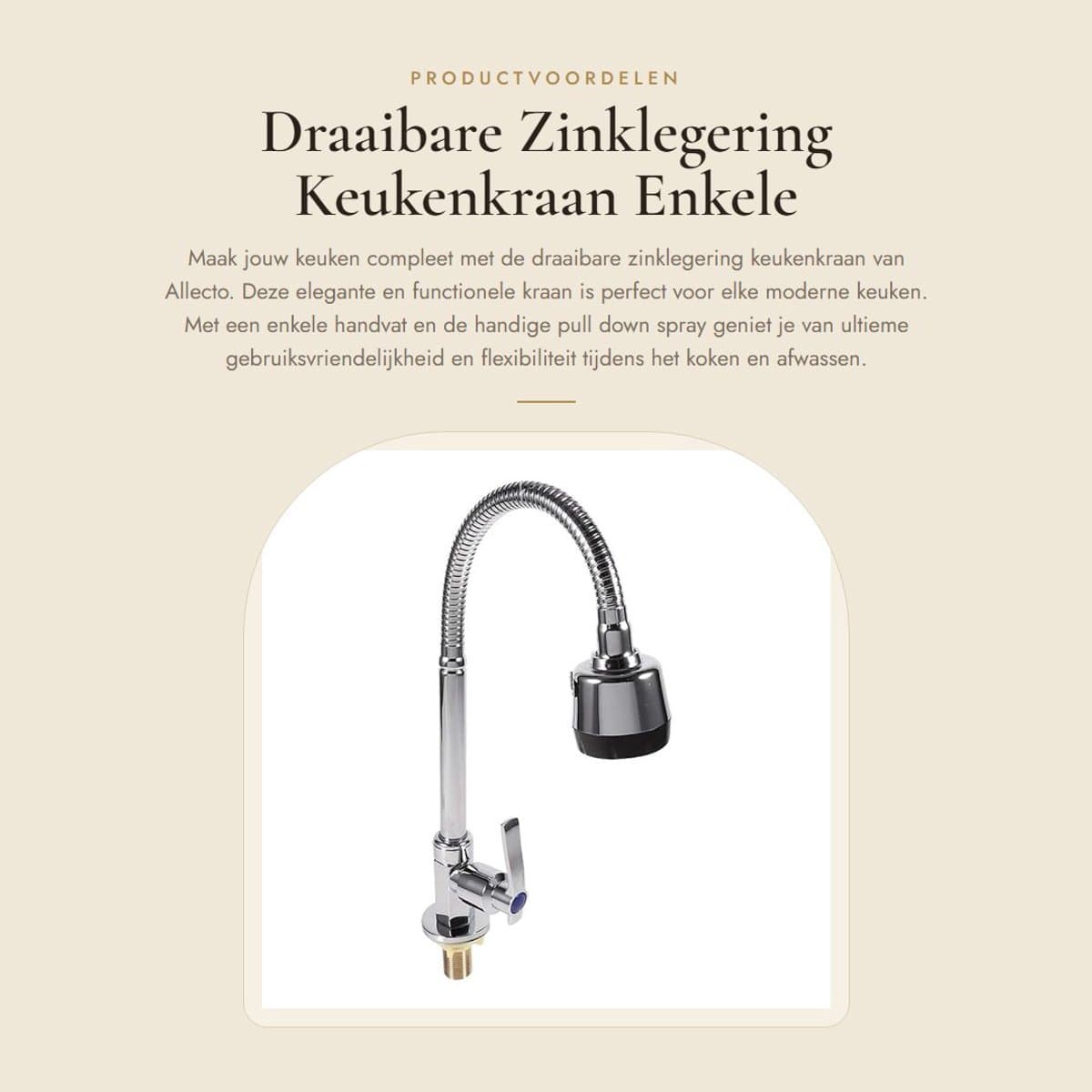 Dailygoods- Keukenkraan Draaibaar - Zinklegering - Enkele Handvat - Pull Down Spray - Hoogwaardige Kwaliteit - 100% Gloednieuw - Kraan