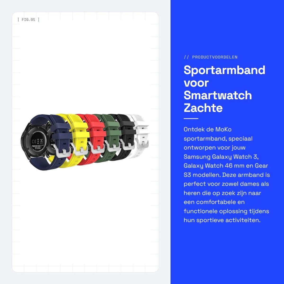 Dailygoods - Sportarmband voor Smartwatch - Zachte Siliconen - Comfortabel - 22 mm - Reservearmband - Geschikt voor Diverse Modellen - Voor Dames en H...