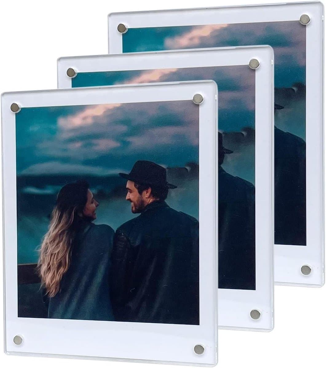 3,5 x 4,25 inch magnetische polaroid fotolijst, koelkastmagneet frame voor Polaroid Now i-Type/600/SX-70/OneStep+/Instax vierkant breed 300/200/210 foto [3 verpakkingen 6 panelen]