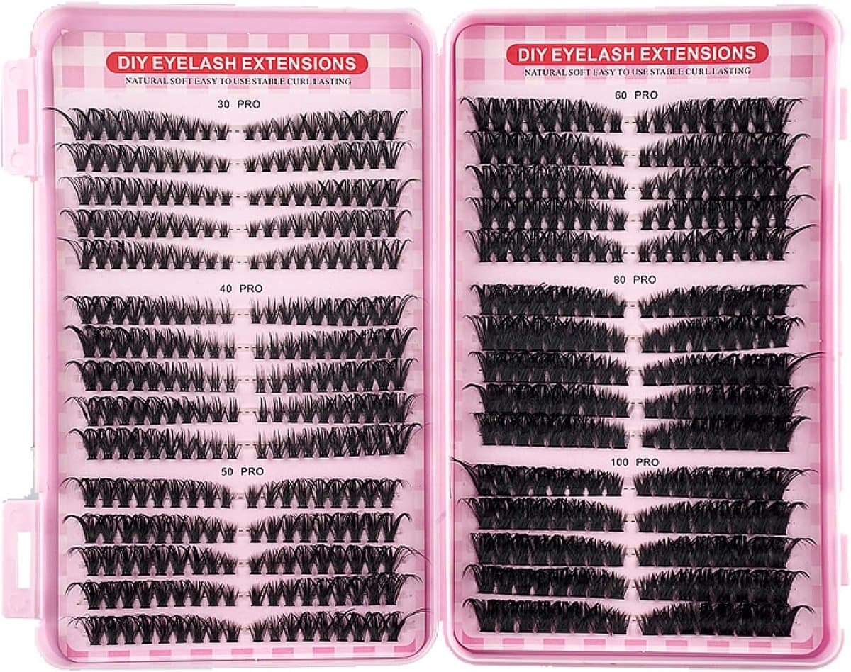 Cluster wimpers 560 stuks - 30D, 40D, 50D, 60D, 80D, 100D - 8-16 mm - voor natuurlijke en dramatische looks - ShopVlot