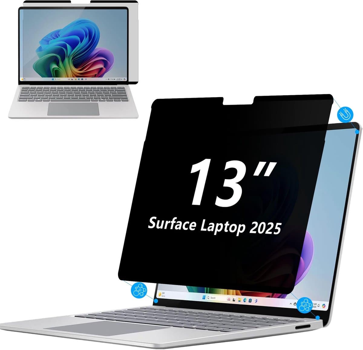 Dailygoods- Privacy Scherm Magnetisch 30° Zijdelingse Kijkbescherming - Wasbaar - Herbruikbaar - Bubbelvrije Installatie - Voor Surface Laptop 13 (2025) - Vermindert Oogvermoeidheid - Schermfilter
