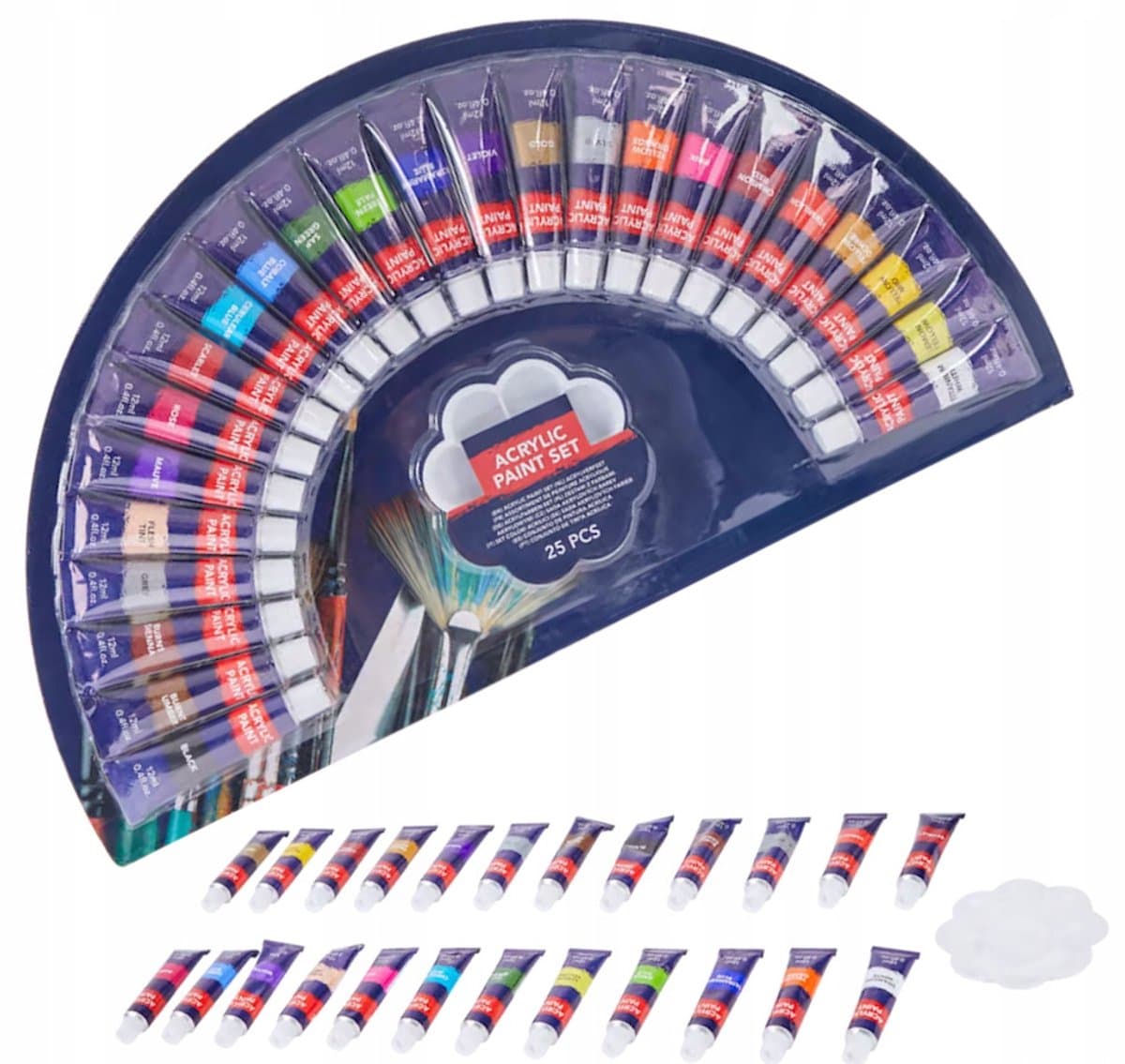 Grote Set Acrylverf 24 Kleuren met Palet - Merkloos