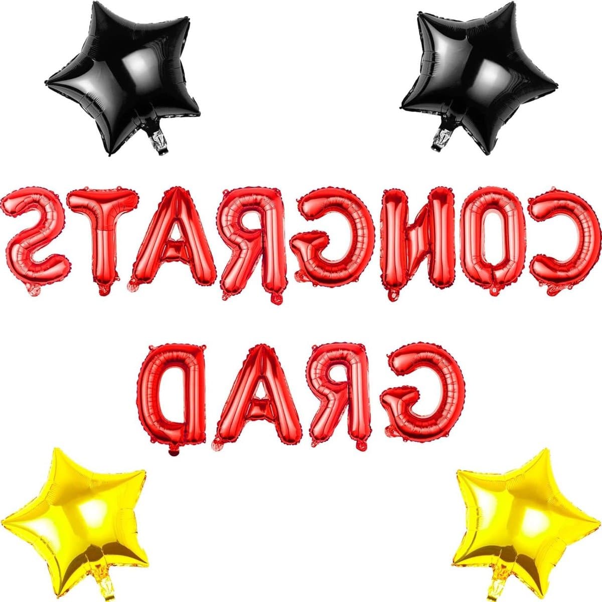 Gefeliciteerd Ballonnen - Feestdecoratie Afscheidsballonnen - Feestversiering - Automatisch Zelfsluitend - 16 Inch Letters 45 cm Sterren - Rood