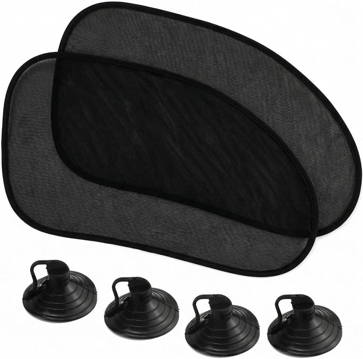 Autozonneschermen - Raambekleding - Bescherming tegen zon - Zuignap bevestiging - 2 stuks 65x38 cm - Zwart