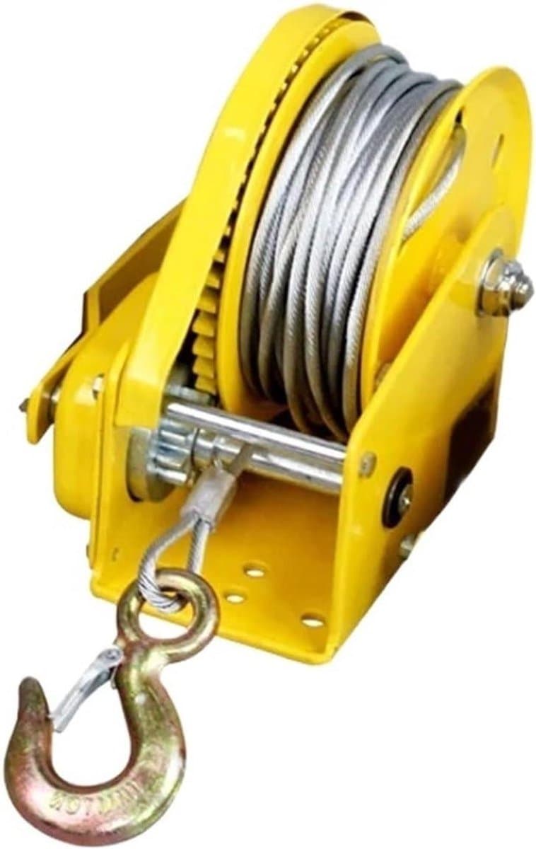Handlier 800 kg - Trekker Lier - Zware Lasten Verplaatsen - Zelfvergrendelend Mechanisme - 10 m touw - Zilver