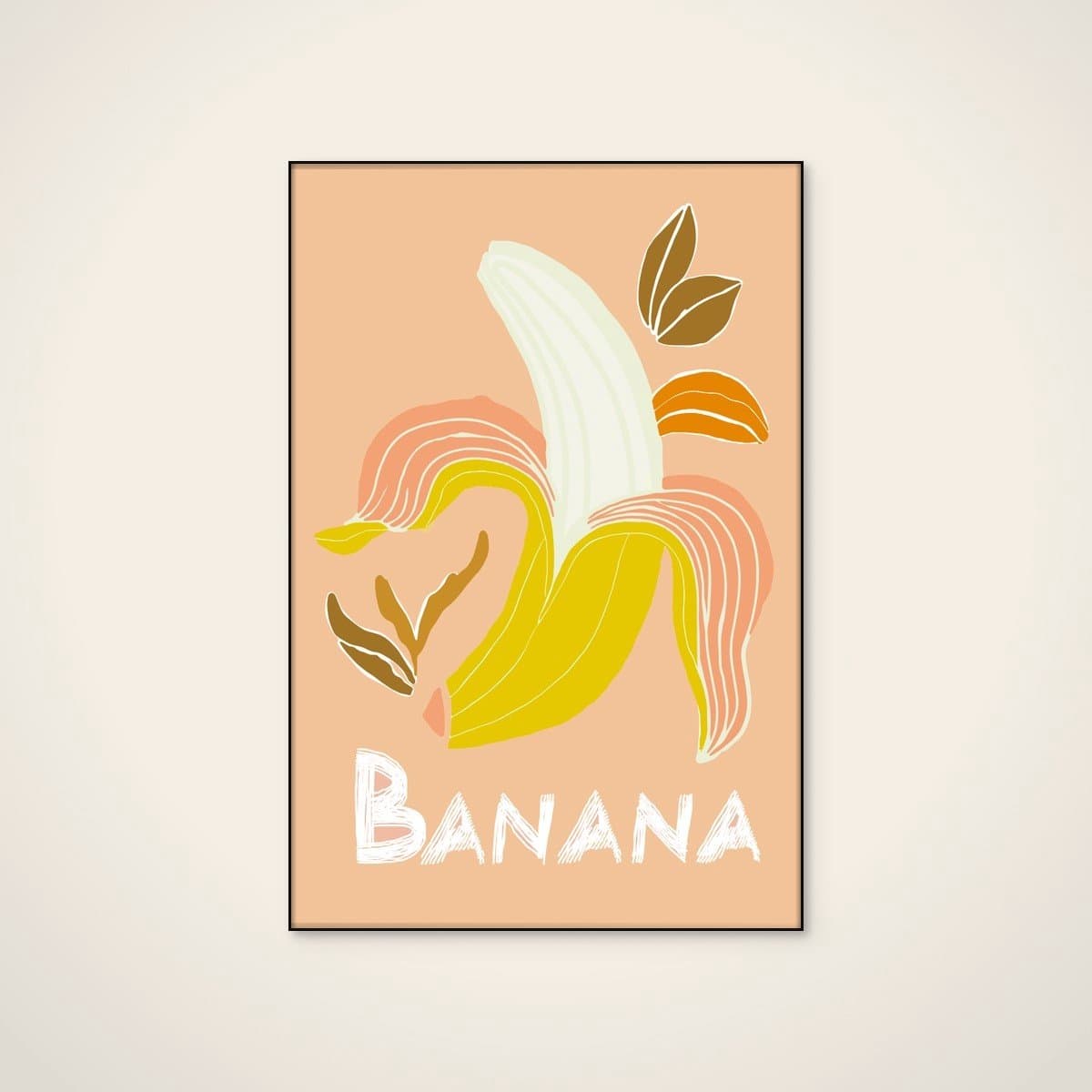Akoestisch schilderij - 80 x 120 cm - Fresh Peeled Banana van casa cartissi - Abstracte wanddecoratie - zwart textielframe
