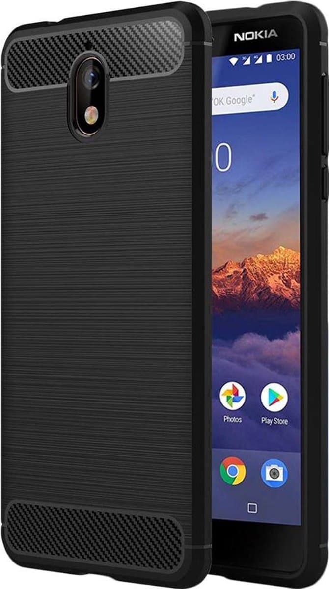 ebestStar - Hoes geschikt voor Nokia Nokia 3.1 (2018), TPU Bescherming Cover, Koolstof Design Hoesje, Zwart