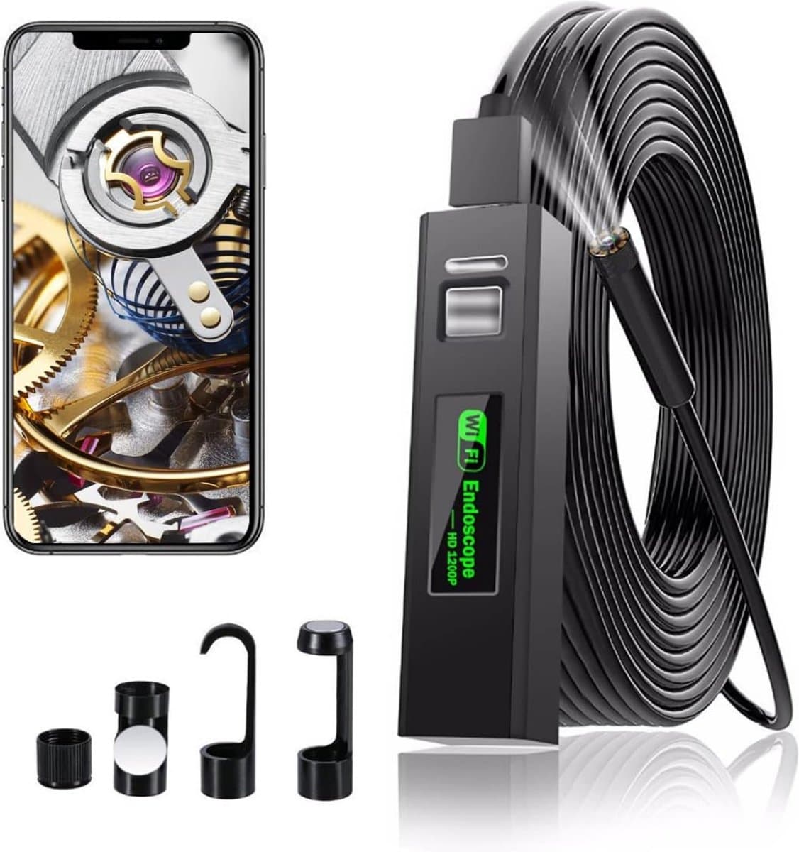 Wifi Endoscoopcamera,USB-endoscoop, inspectiecamera, 1200P HD, wifi-slangcamera met LED licht, voor Android/iOS, iPhone/Windows/Mac/Tablet/PC (10m)