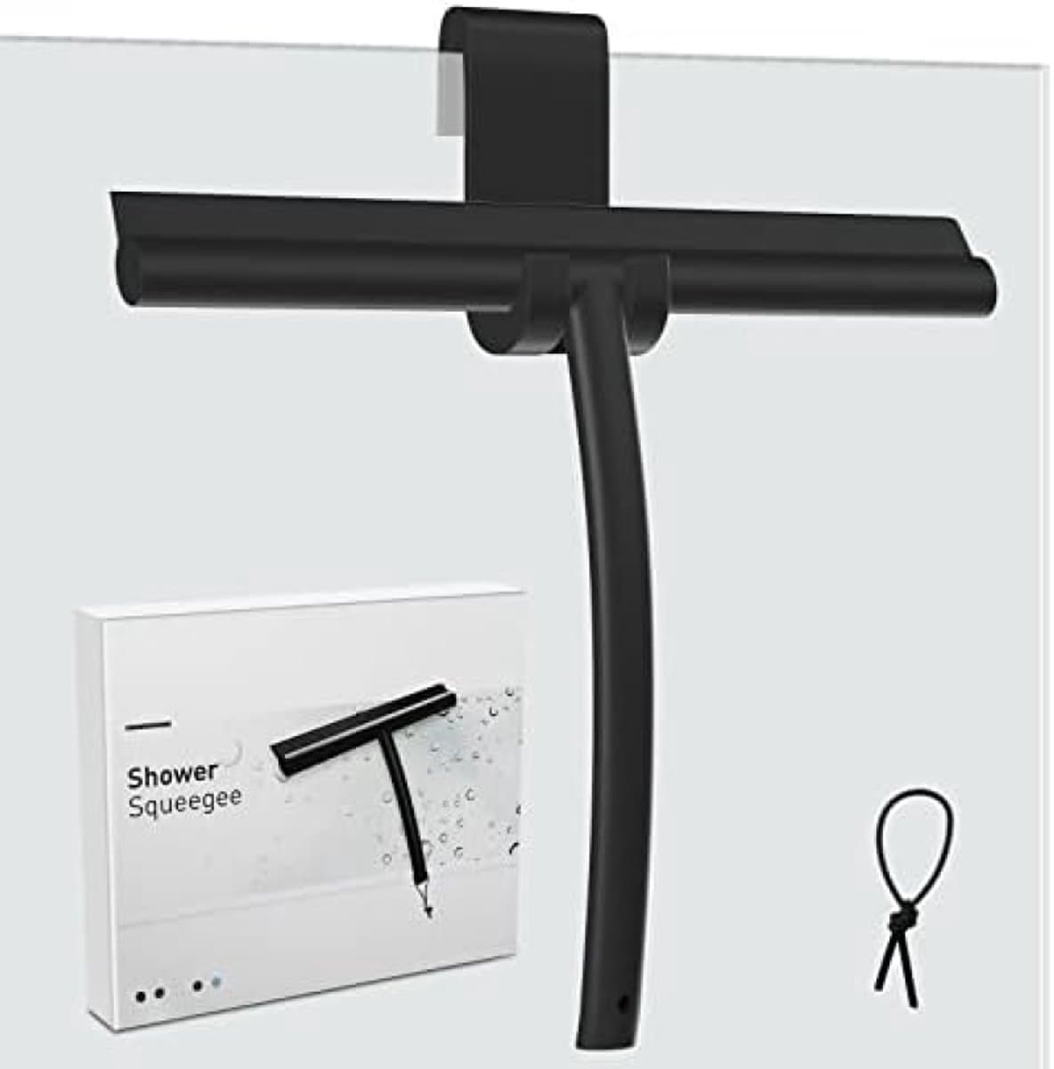 Selbro ® Siliconen Douchewisser met Roestvrijstalen Kern - Voor Ramen, Spiegels, Badkamer - Zwart