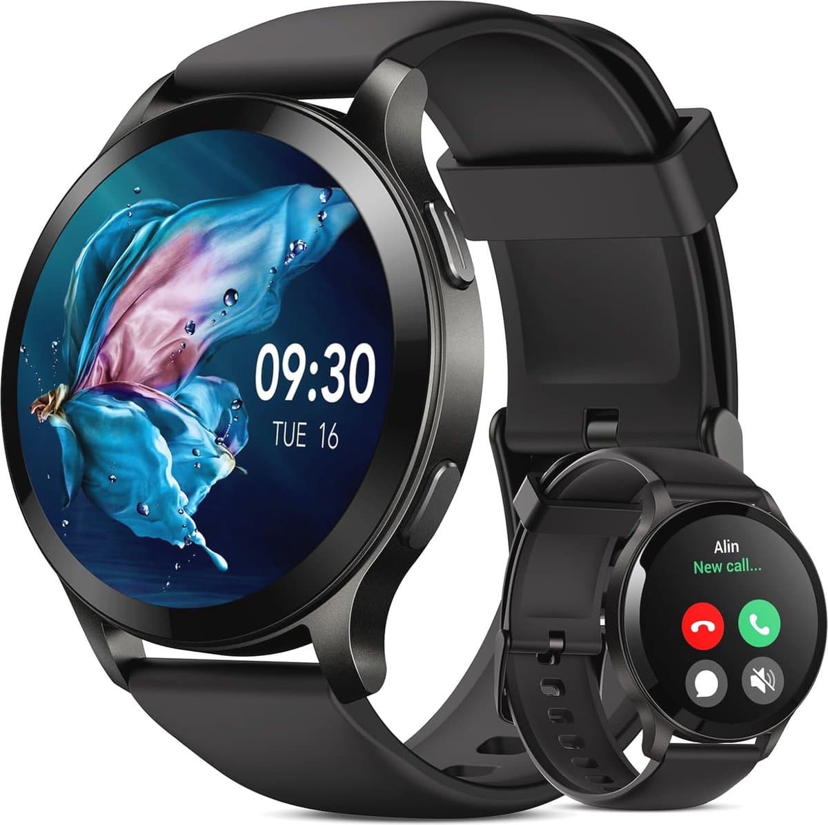 Slimme Sport Smartwatch voor Heren - 1,43 inch Bluetooth, Fitness Tracker, Hartslagmonitor, Slaapmonitor, Waterdicht IP68 voor Android en iOS - Zwart