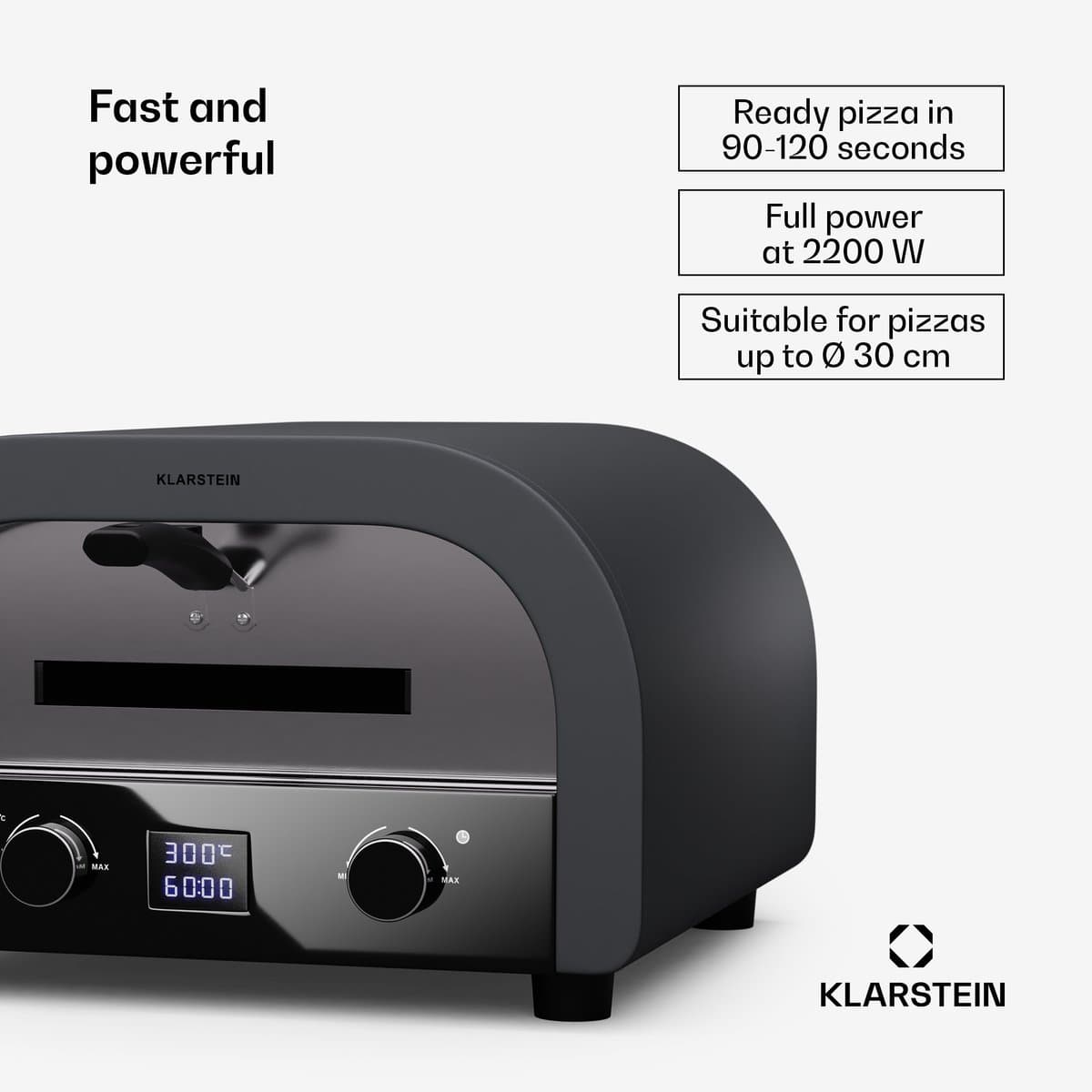 Klarstein Pizzaoven FornoVetro voor binnen en buiten 2200W 500° digitaal display cool touch - voor Terras voor pizza - voor Keuken - glas - Pizzaoven Houtskool Steenoven