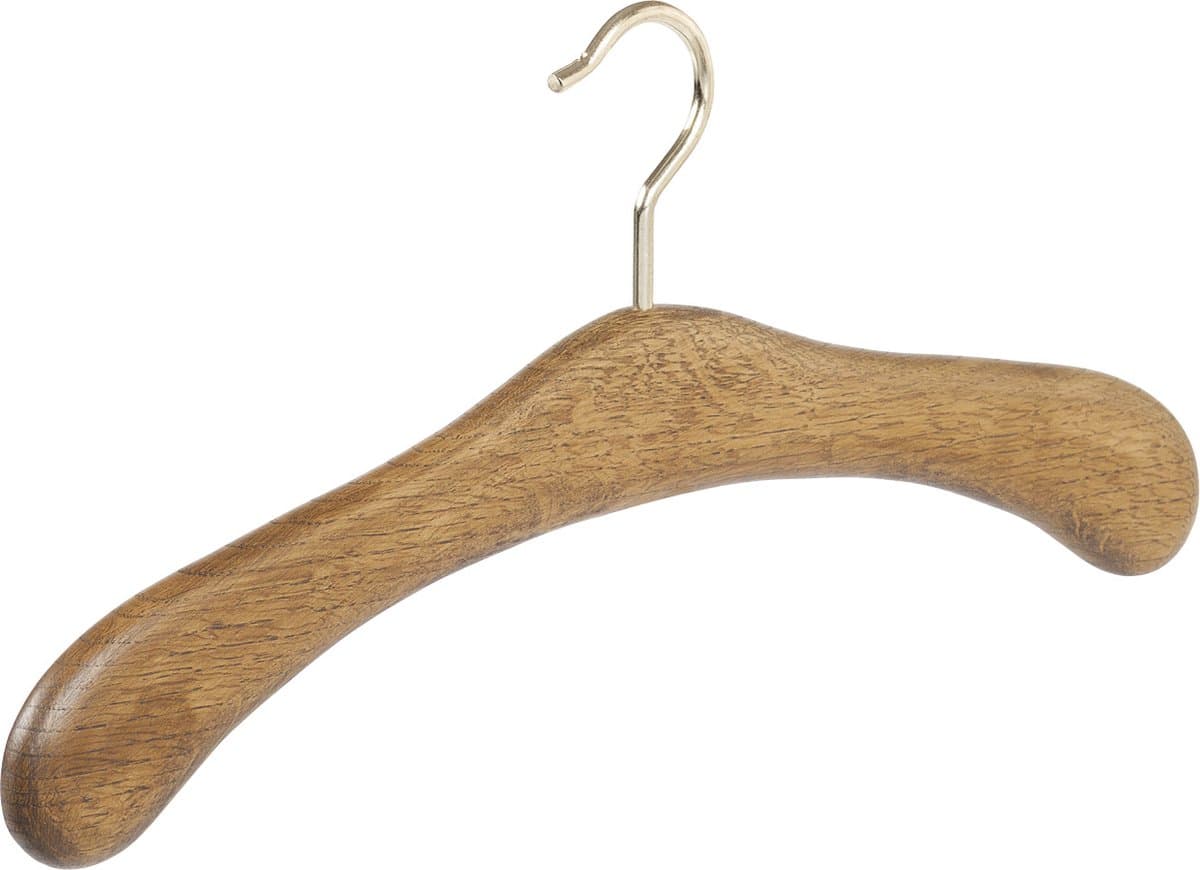 De Kledinghanger Gigant - Garderobehanger - Jassenhanger - 506ED-52 - 24 Stuks - Bruin - Donker Gebeitst - Eikenhout - Messinghaak - 45 cm - Kledinghanger - Kleerhanger (506ED_52_M/24)