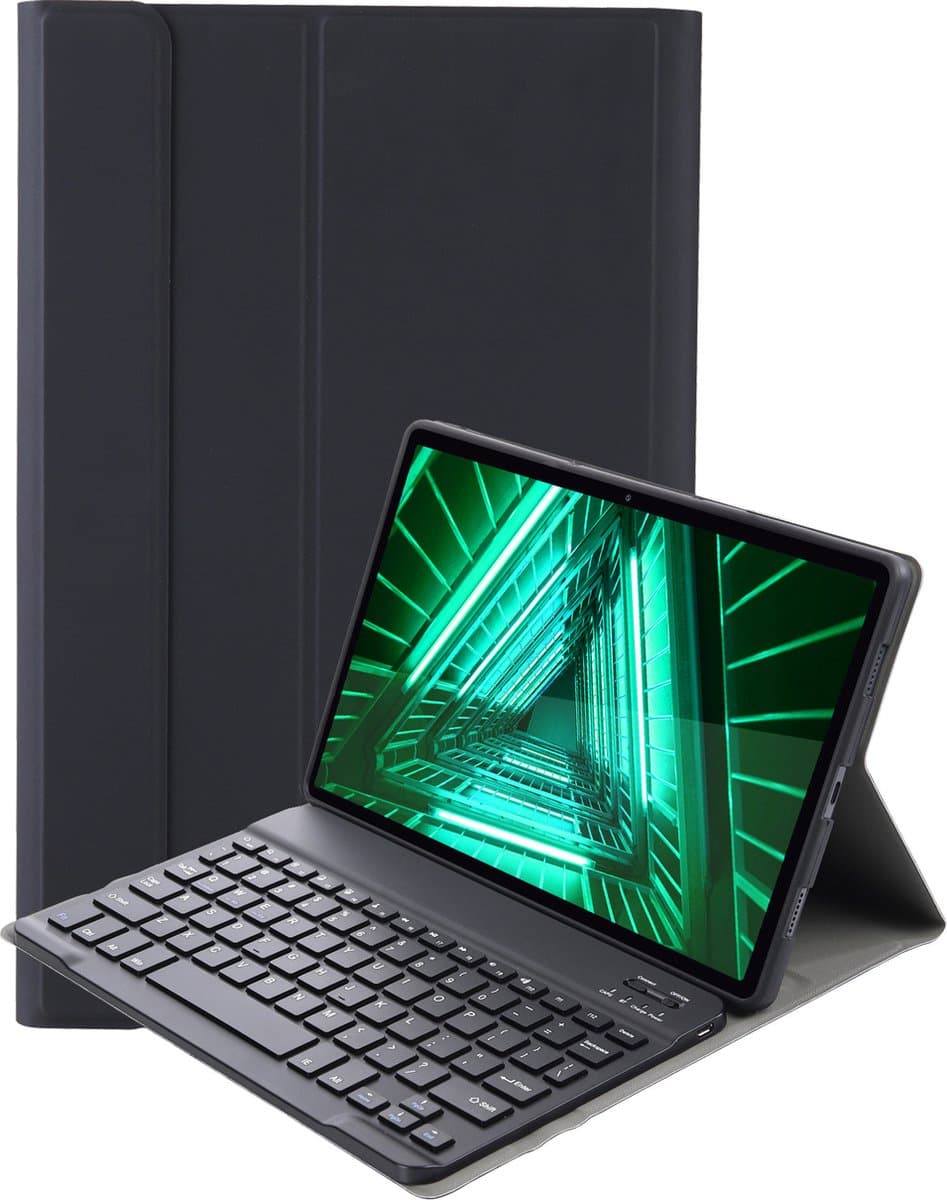 Hoes - Geschikt voor Lenovo Tab M10 FHD Plus (2e / 2nd Generatie) - Toetsenbord Case - Keyboard Book Cover - Hoesje - Zwart
