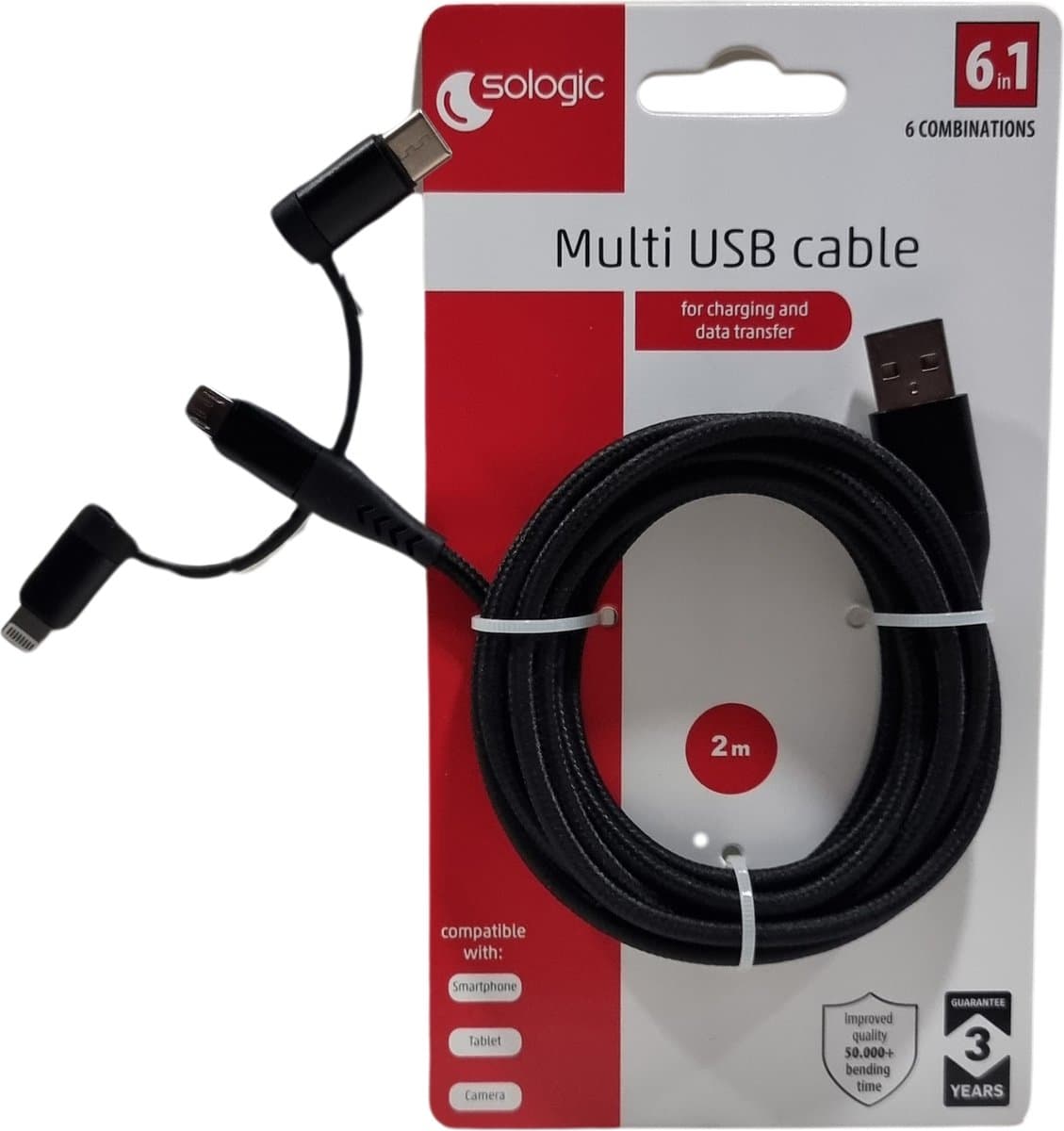 Multi USB kabel - Multi USB Cable - USB-C 2.0 - Apple Lightning 8 pins - USB-A - Micro USB - Apple - Samsung - Opladen - Camera