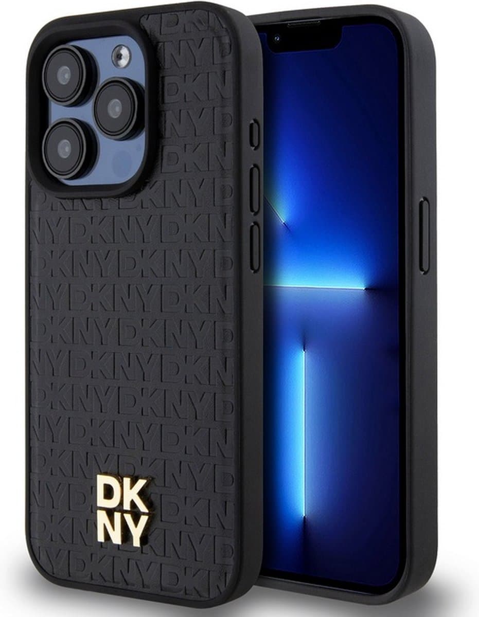 DKNY Repeat Stack Logo Back Case (MagSafe Compatible) - Geschikt voor Apple iPhone 12/12 Pro (6.1") - Zwart
