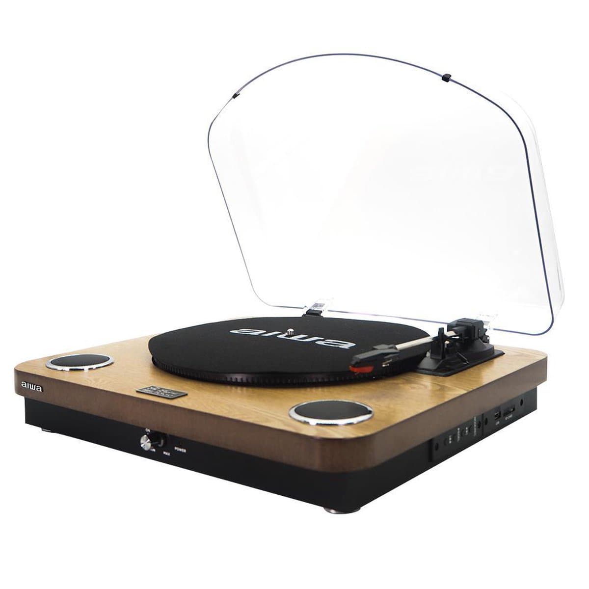 AIWA GBTUR-120WD Platenspeler - Bluetooth - 3 snelheden - FM-Radio - Hout