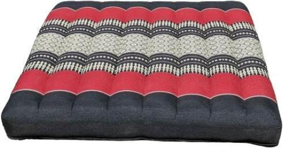 Kussen - Vloerkussen - Zitkussen - Meditatiekussen - Rood-Zwart - 50 x 50 cm