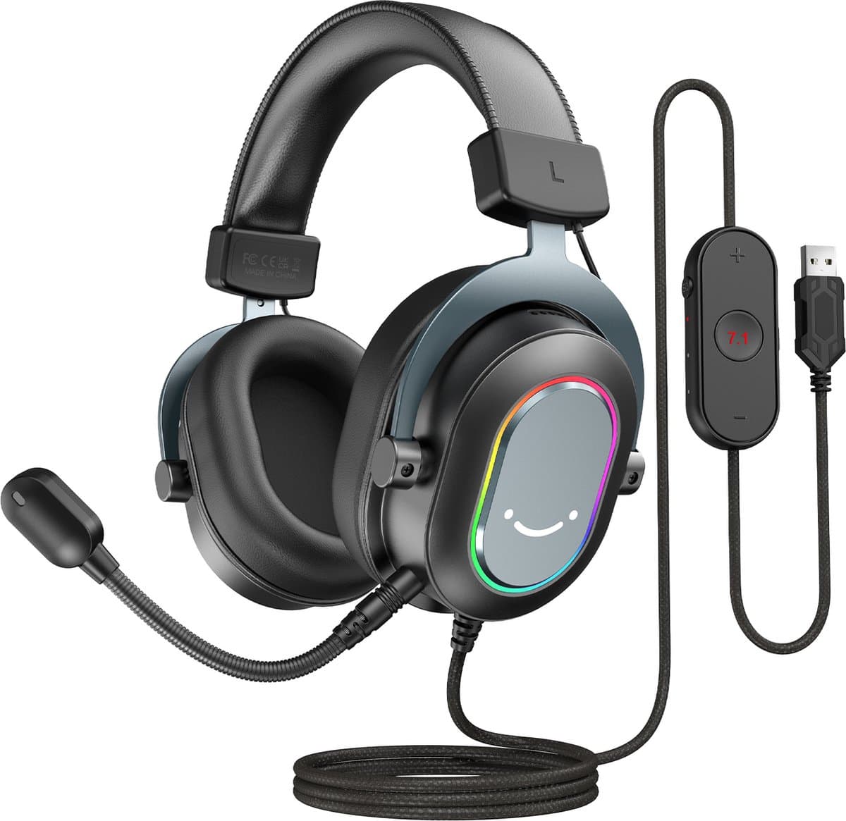 FIFINE - H6 RGB Over-Ear Active Noise Canceling Headset - Voor Gaming - Streaming - Podcast - Met microfoon - geschikt voor PS5/PS4 - PC