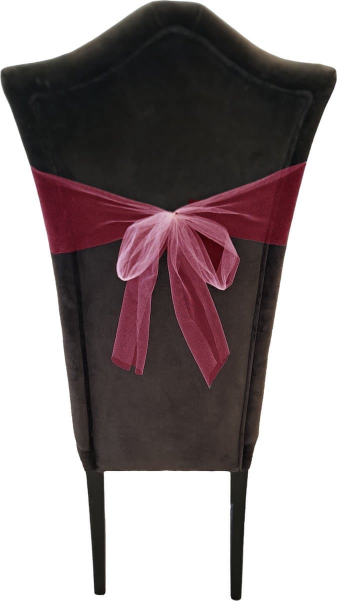 PartyDeco - Tule op rol donker Rood (0,15 x 9 mtr)