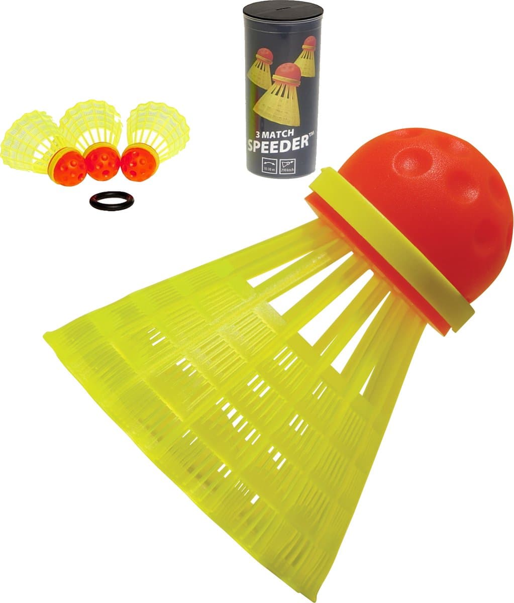 Speedminton Match Speeder Tube - 3 stuks - crossminton - officiele wedstrijd Speeder - speedbadminton - speed badminton shuttle - Geel