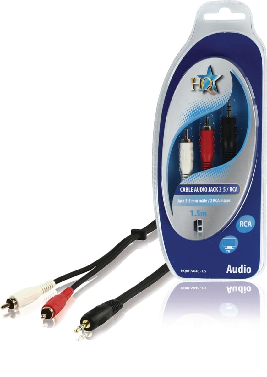 HQ HQBF-V040-1.5 Stereo Verlengkabel 3.5 Mm Male - 2x Rca Male 1.50 M Zwart