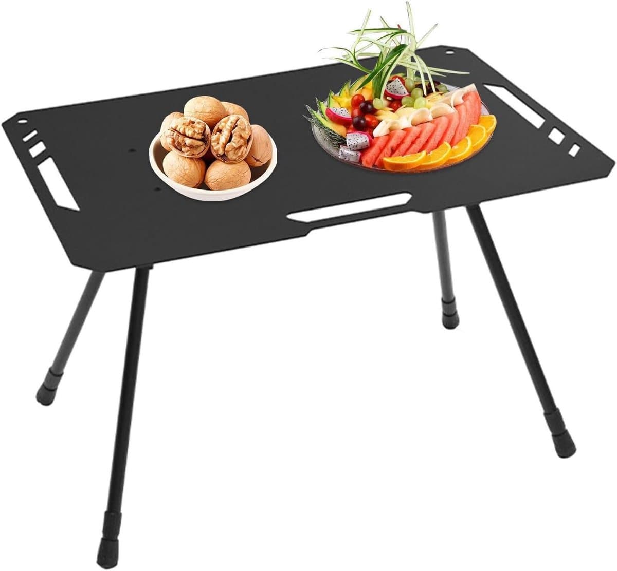 Opklapbare Picknicktafel - Campingtafel Buiten - Kamperen en Picknicken - In Hoogte Verstelbaar - 60 x 40 cm - Zwart