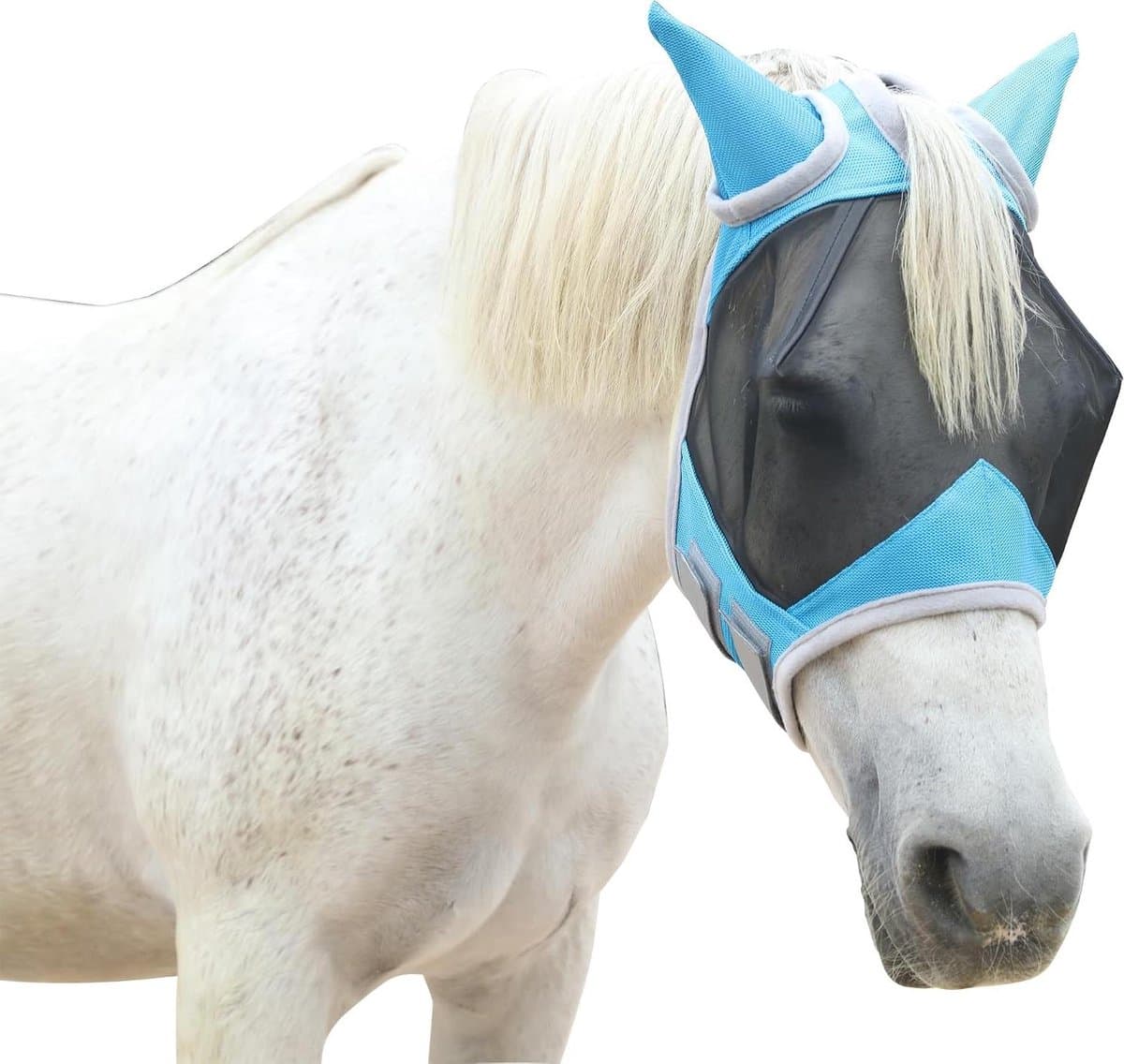 Vliegenmasker paard - Paardenmasker oren - Bescherming insecten - Ademend mesh gaas - UV 80% - Zwart