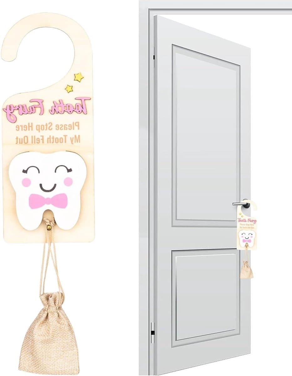 Tandenfee Hangertje - Opbergdoos Tanden - Herinneringen Creëren - Met Geldgleuf - 10x25 cm - Roze