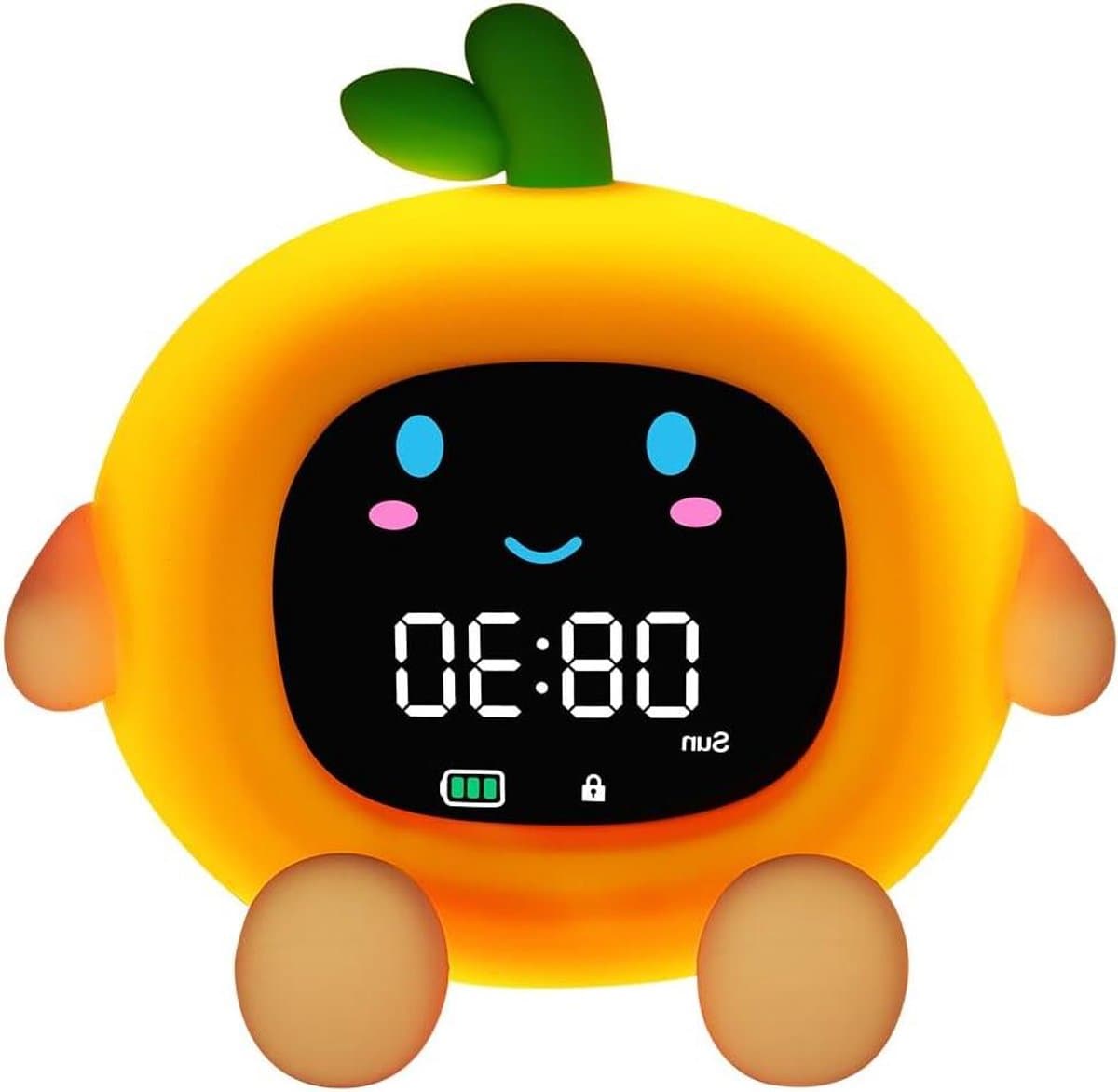 Digitale Wekker - Kinderwekker Slaaptrainer - Kinderen Leren Tijd - Zonsopgang Simulatie - 12.2 x 11.5 cm - Oranje