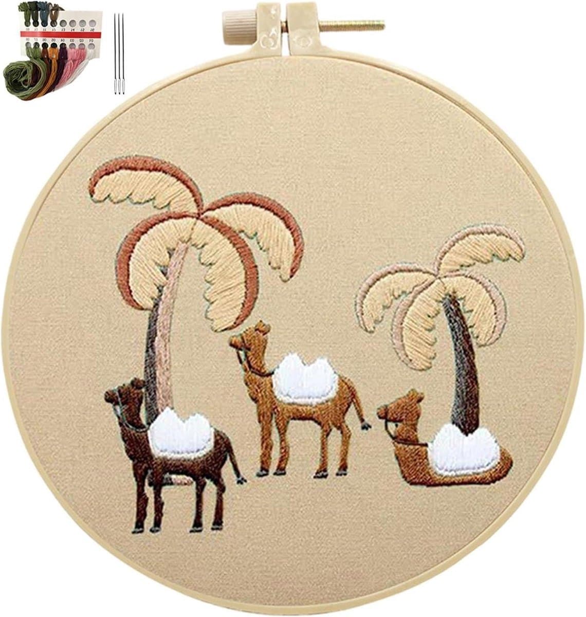Borduurset Geboorte - Kerstversiering - Feestelijke Decoratie - Symboliseert Hoop - 15 cm Frame - Multicolor