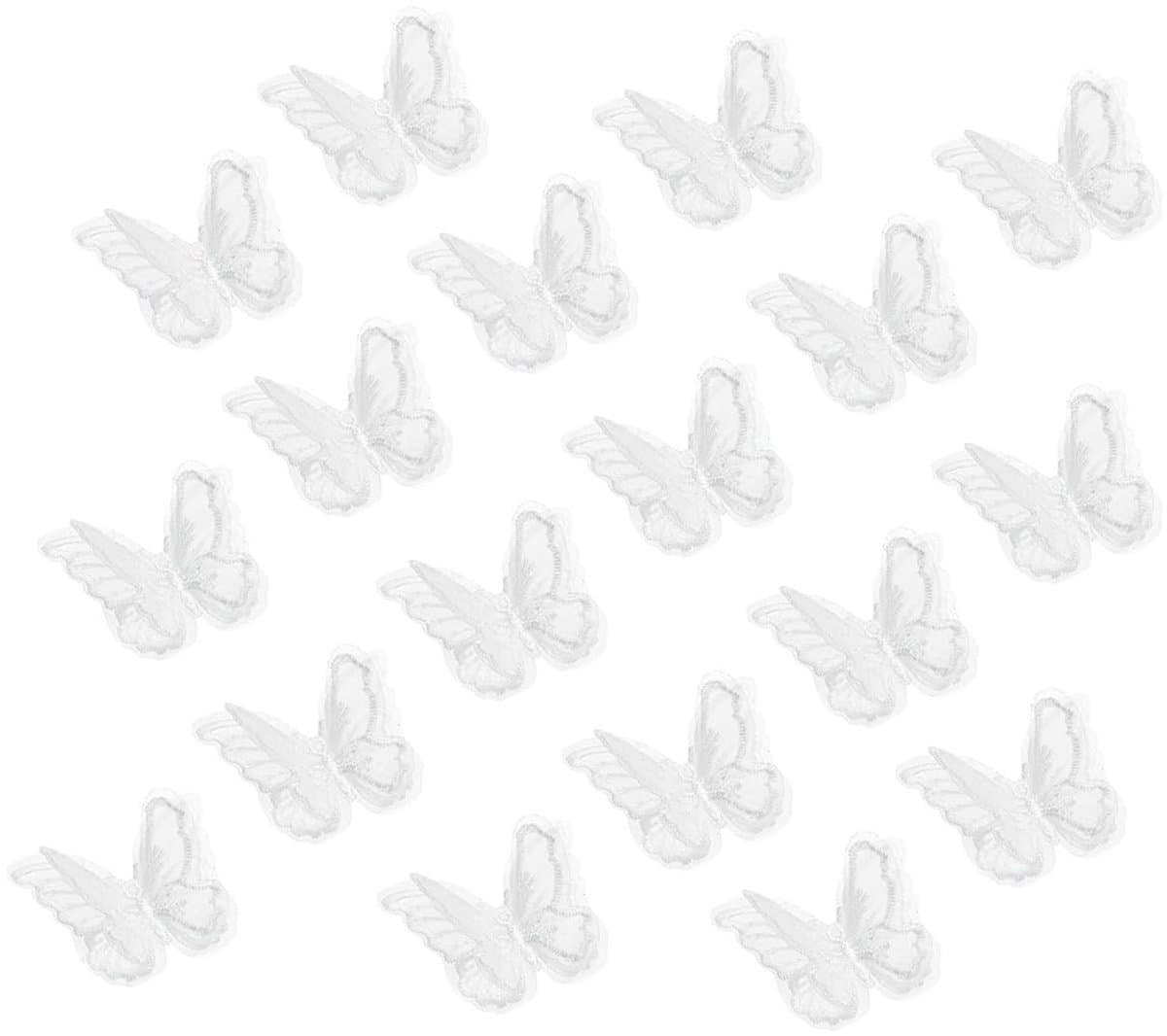 Dailygoods- Vlinder Applicaties 20 Stuks - 3D Dubbellaagse Decoraties - Organza Kant - Bruiloft Versieringen - Kleding Accessoires - Lichtgewicht en Wasbaar - Vlinder Patches