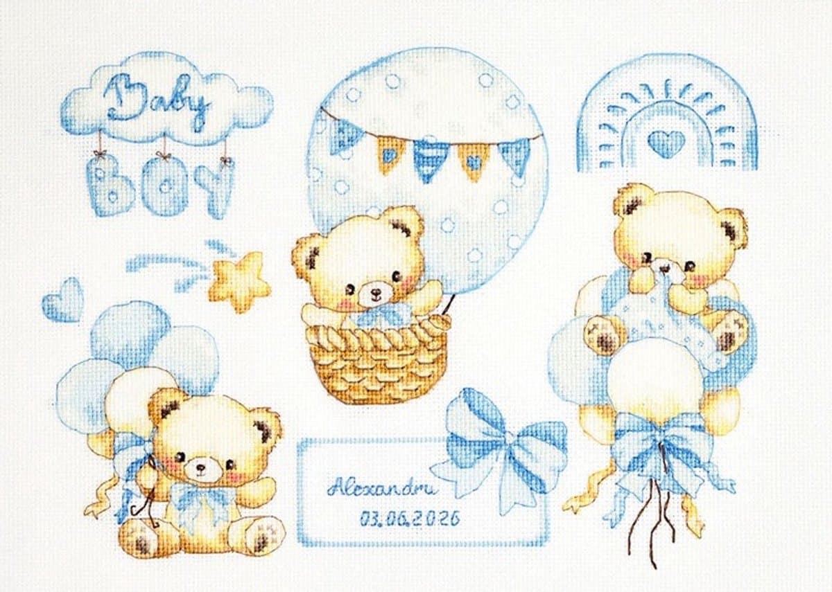 Borduurpakket Luca-S - Magic Hugs - Magische Knuffels - B1445 - geboortetegel jongen
