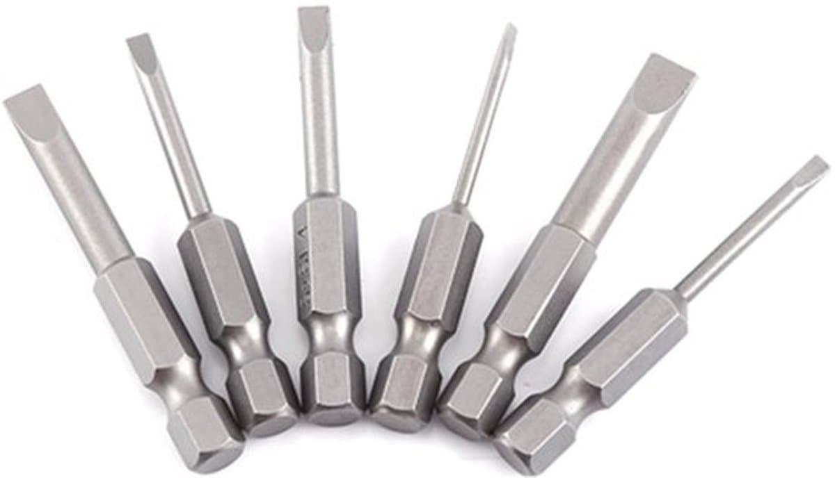 - Magnetische Sleufschroevendraaier Bits Set - 6-delige Set van S2 Staal - Voor Precisiewerk - Diverse Maten van 2-6mm - Ideaal voor Kluspr...