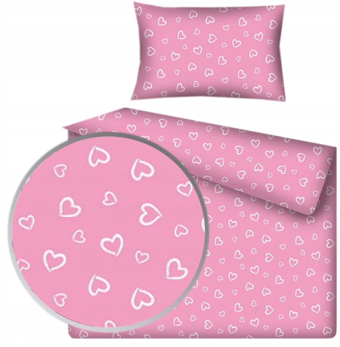 Rose Kinderbeddengoed Hartjes 90x120 cm - 100% Katoen