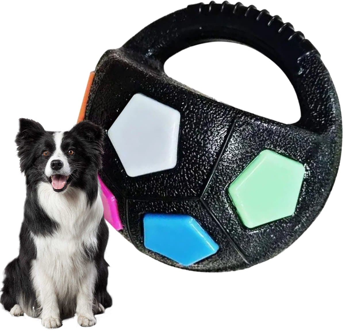 Speelgoedvoetbal voor Huisdieren - met Handvat - Interactief Hondenspeelgoed - Duurzaam Hondenspeelgoed - met Pieper - voor Middelgrote Tot Grote Honden