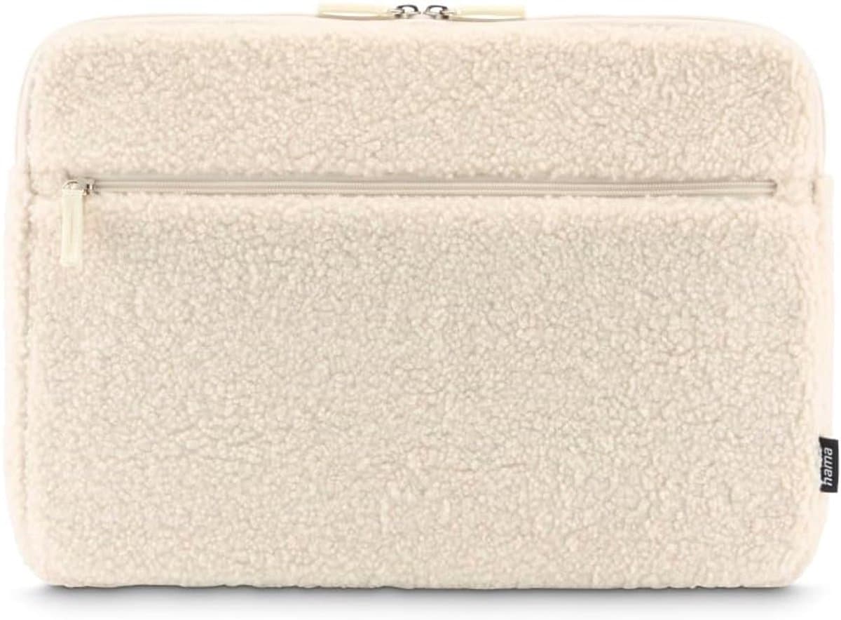 Thijox - Laptophoes Cozy 36-40 cm Beige - Gewatteerd, Pluizig, Stijlvol, Bescherming voor Laptop en Accessoires, Ideaal voor Koud Seizoen