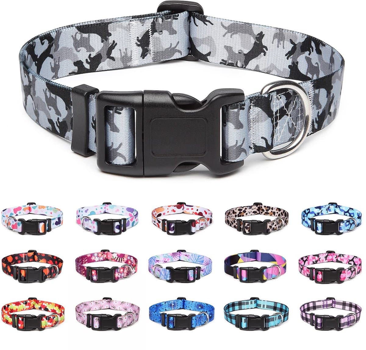 Halsband voor honden - L - nylon - camouflage groen - comfortabele verstelbare halsband - SnelShoppen