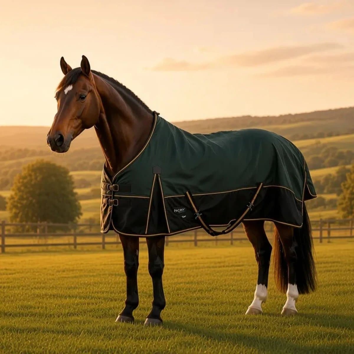 Pagony Tiger Coll24 0gram - Paardendeken - Maat: 195 - Groen - Polyamide