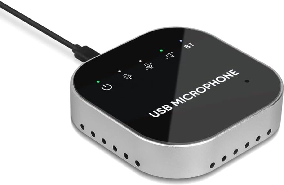 Conferentie-speakerphone voor pc en laptop, Bluetooth-speakerphone met AI-ruisonderdrukking, 360°-spraakopname, USB-C Plug & Play, geschikt voor Zoom, Microsoft Teams, Skype en Webex