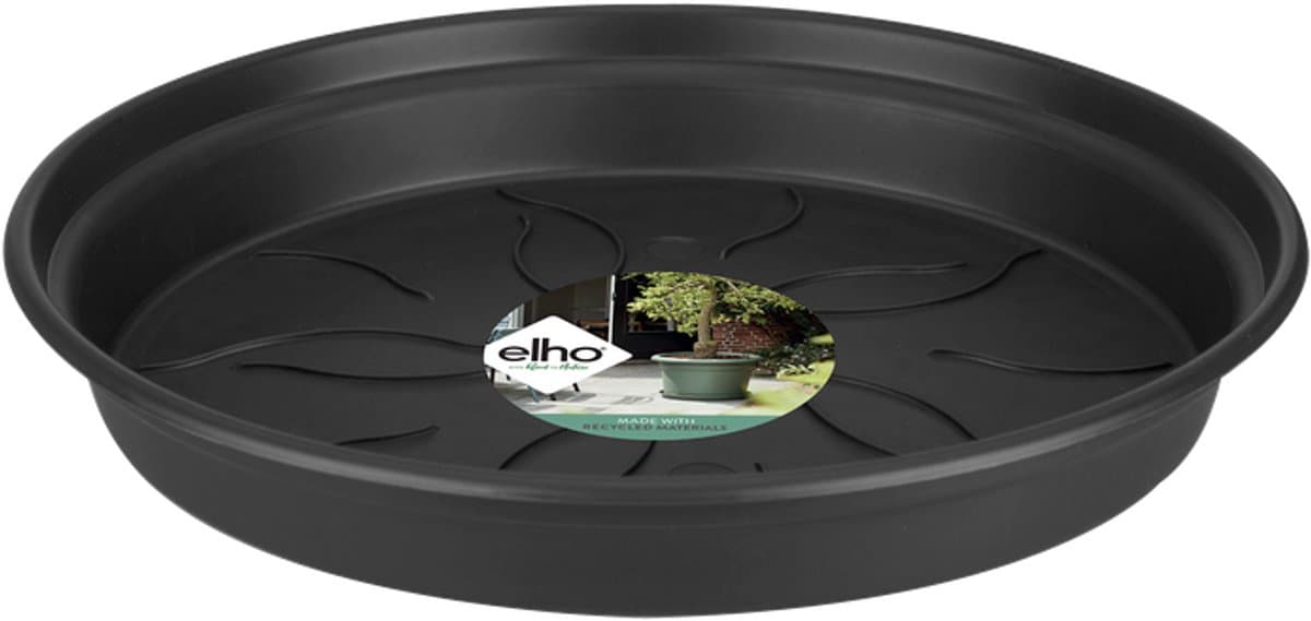 Elho Green Basics Schotel 53 - Schotel voor Binnen en Buiten - Kweken en Oogsten - Ø 55.3 x H 6.0 cm - Living black