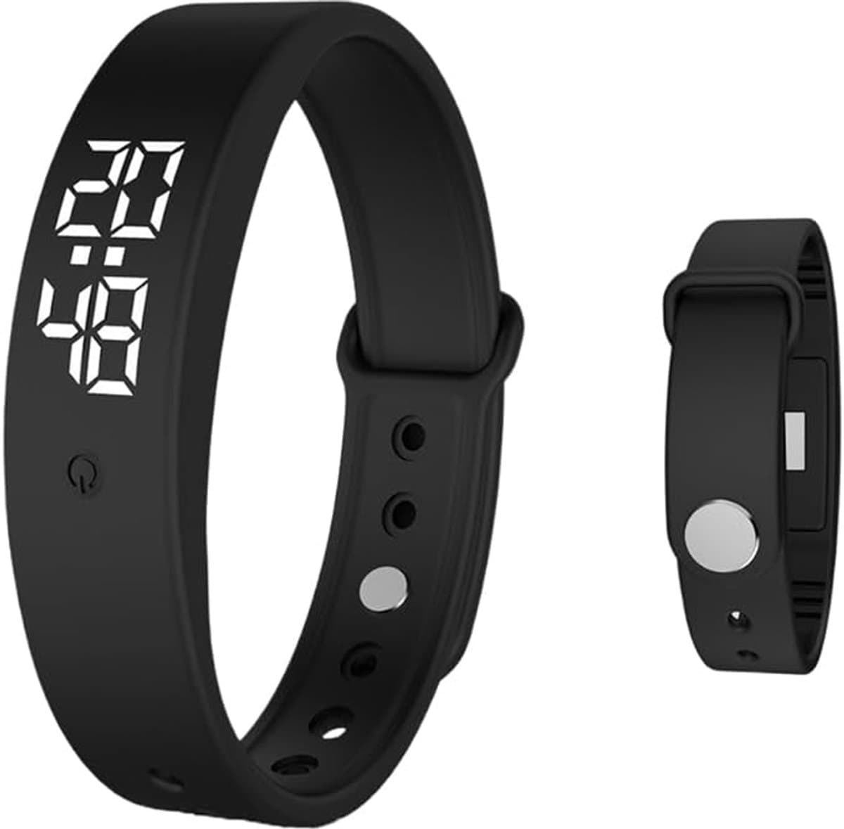 Slimme polsband – Fitness tracker horloge – Stappenteller horloge – Siliconen materiaal – Zacht en comfortabel – Verstelbaar – Stil – Geschikt voor kinderen en volwassenen om te dragen op school en op kantoor – Zwart