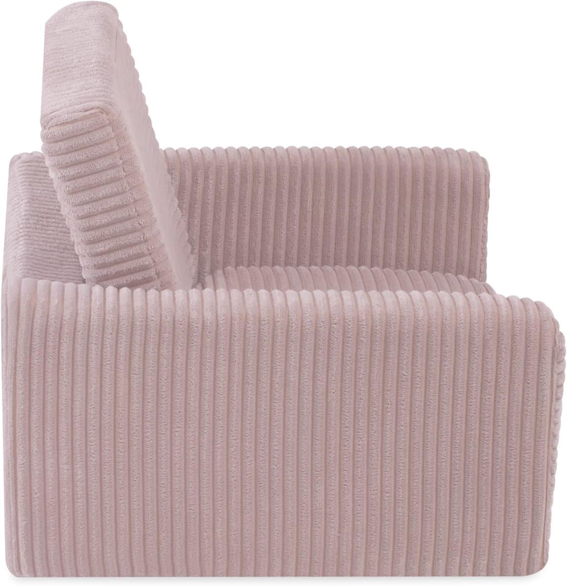 Kinderstoel Corduroy - Babybank Peuterstoel - Ontspannen Lezen - Uitklapbaar Ligoppervlak - 47 x 42 x 39 cm - Roze