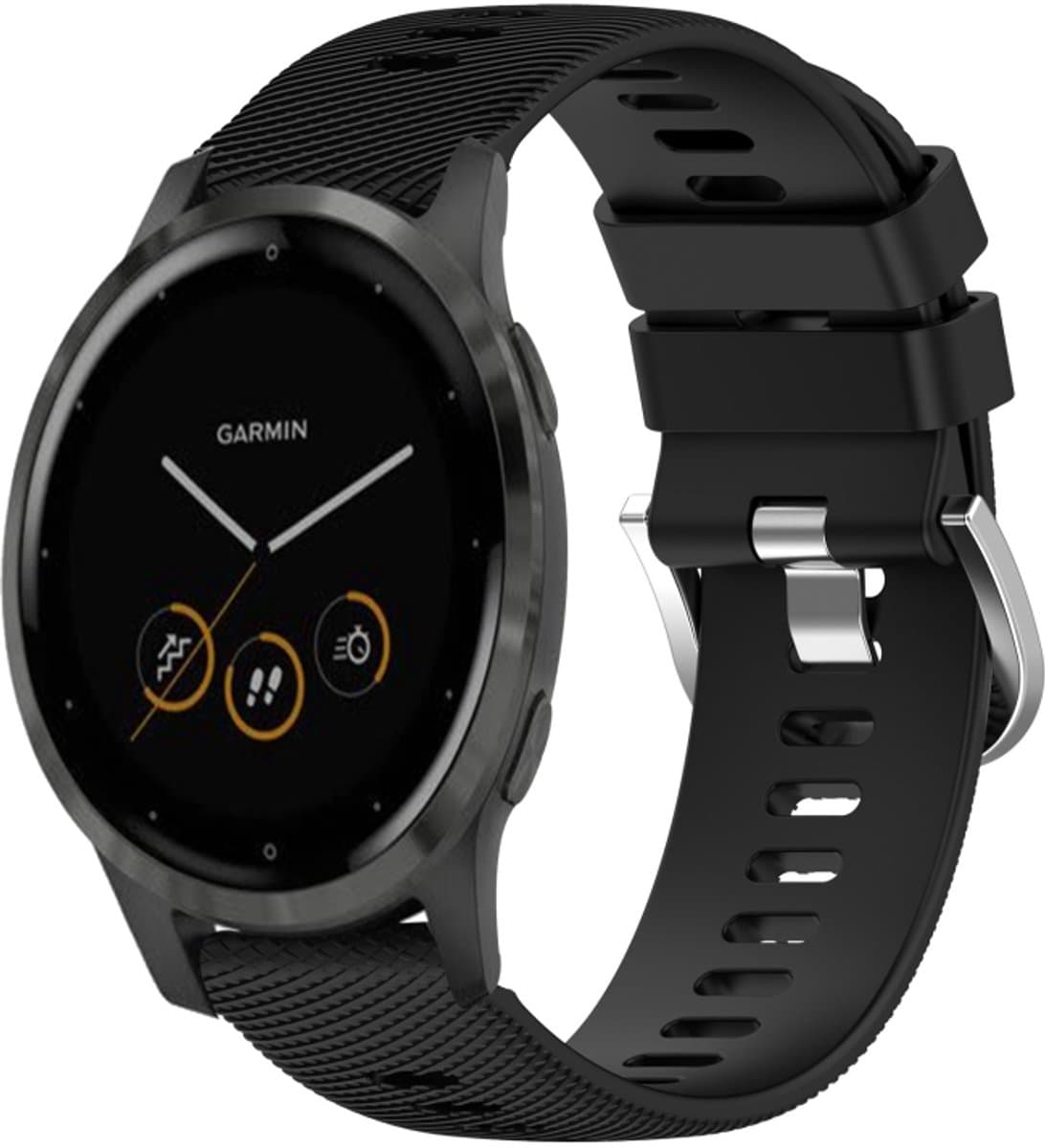 Voor Garmin Vivoactive 4S 18 mm siliconen horlogeband in effen kleur (zwart)