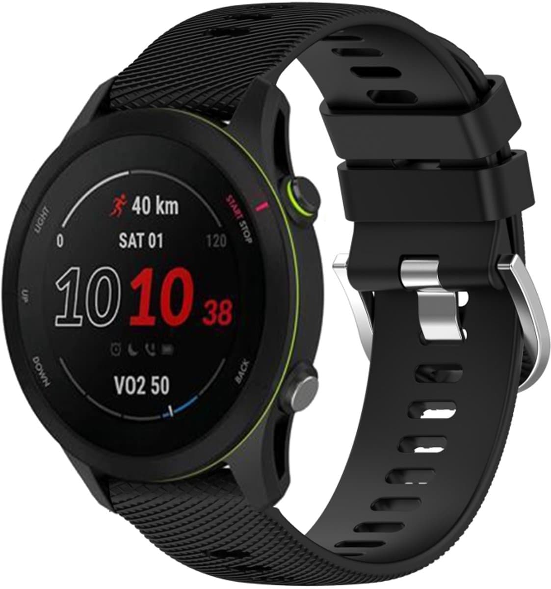 Voor GarminActive S 18 mm siliconen horlogeband in effen kleur (zwart)