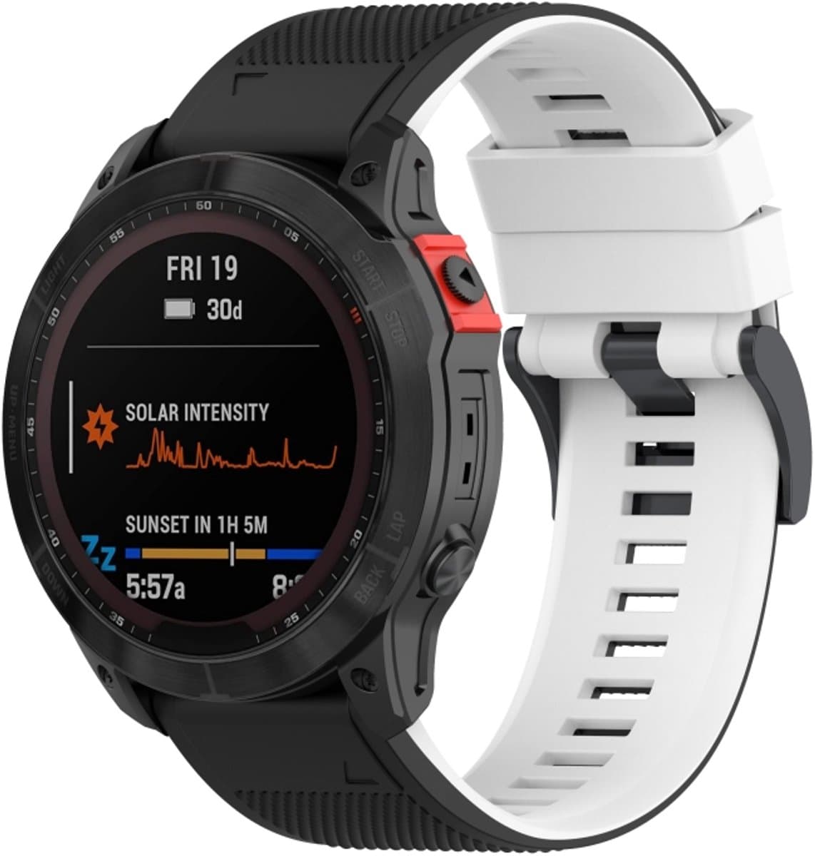 Voor Garmin Fenix 7 Tweekleurige siliconen horlogeband (zwart wit)