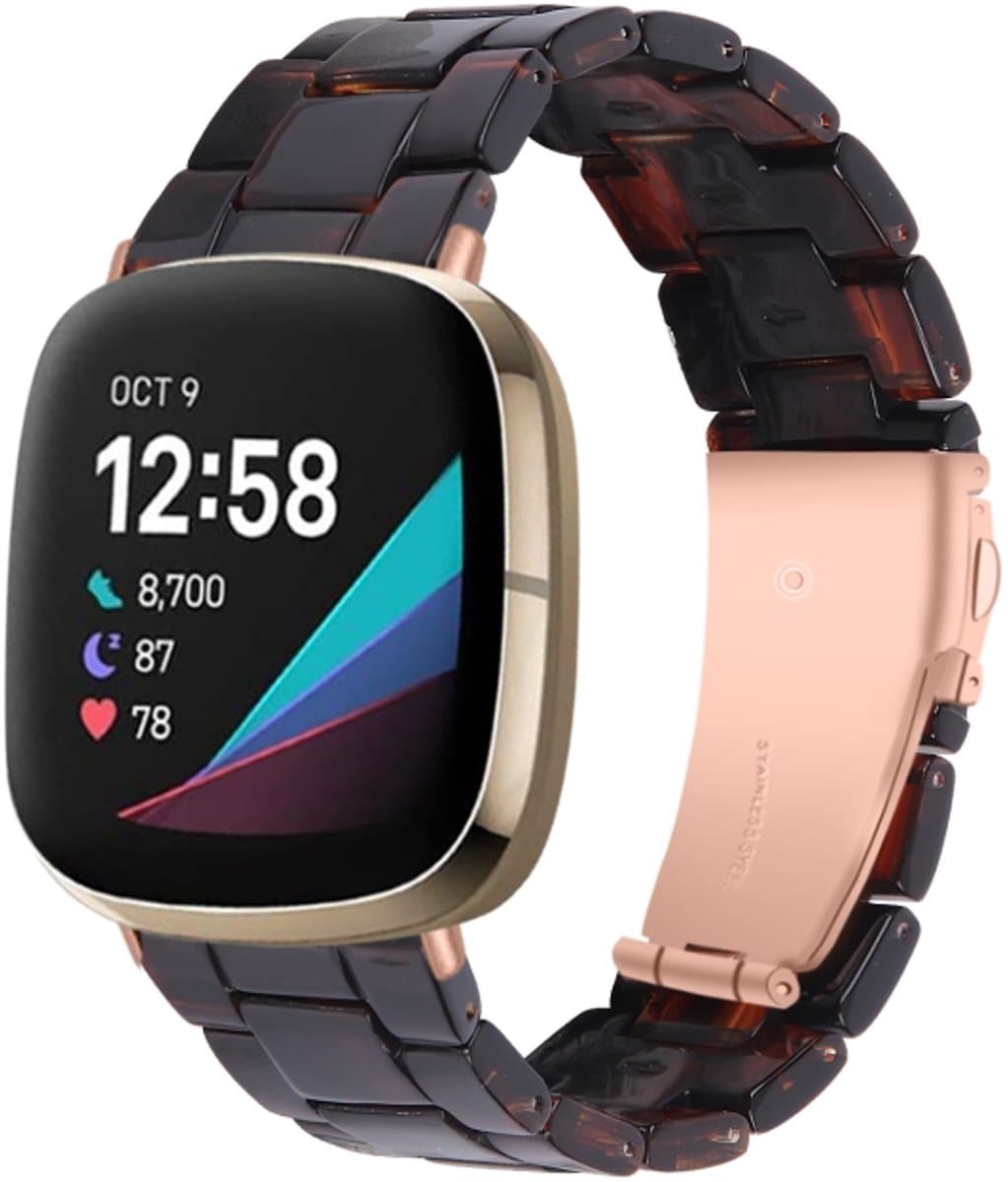 Voor Fitbit Versa 4 / Sense 2 Universal Resin horlogeband (Deep Honey)