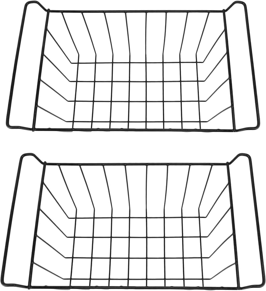 Draadmandjes Vriezer - Koelkast Organizer - Voedsel Opslag - Roestbestendige PE-coating - 2 Stuks 495 cm - Zwart