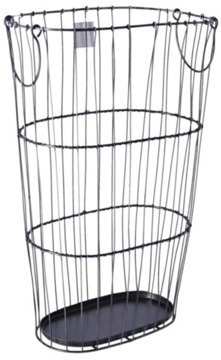 Opbergmand met handvaten grijs metaal 17x28x43cm speelgoed organizer.
