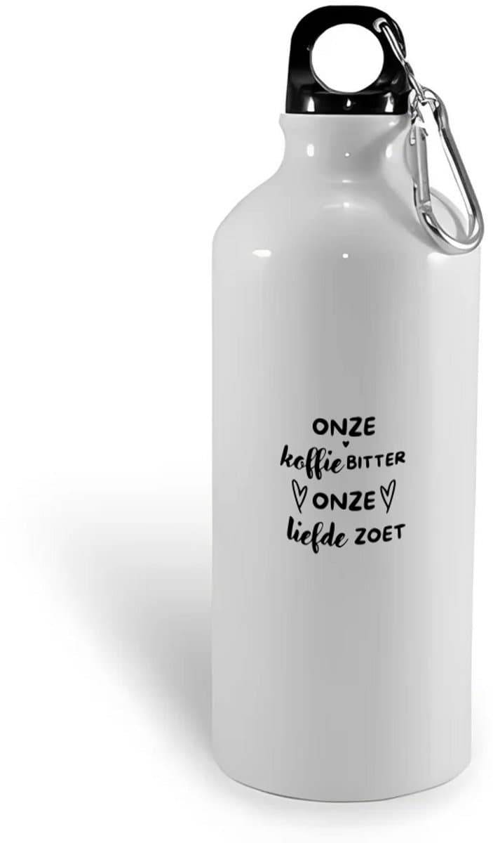 Hacebo® - Onze koffie bitter onze liefde zoet waterfles - Liefde - Relatie - Cadeau - water fles - 400ML
