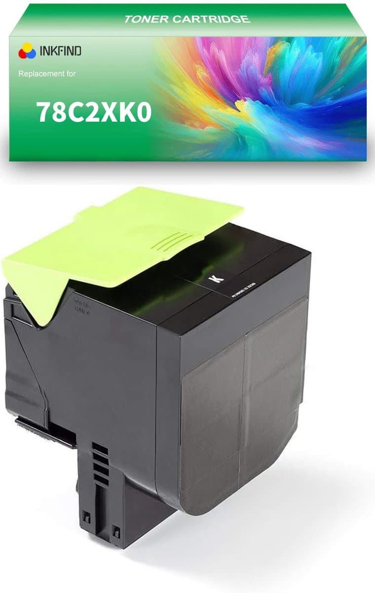 INKFIND 78C2XK0 Zwart tonercartridge compatibel met Lexmark 78C2XK0 Zwart geschikt voor Lexmark CS421/CS421dn/CS521/CS521dn/CS622/CS622de - 1-pack Zwart